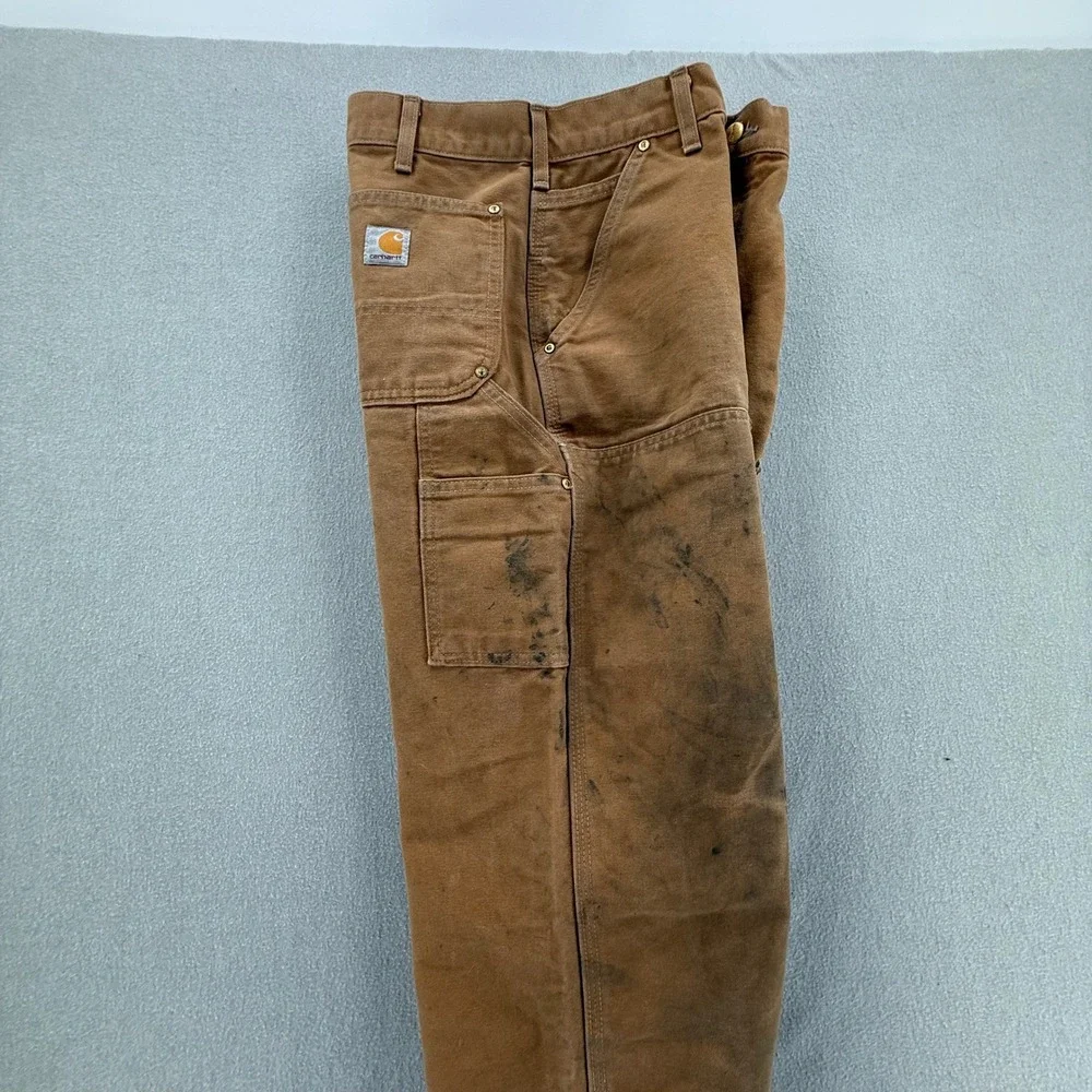 Carhartt B01-BRN Double-Knee Work Dungaree Carpenter Pants Men 34x34-Fits 31x31